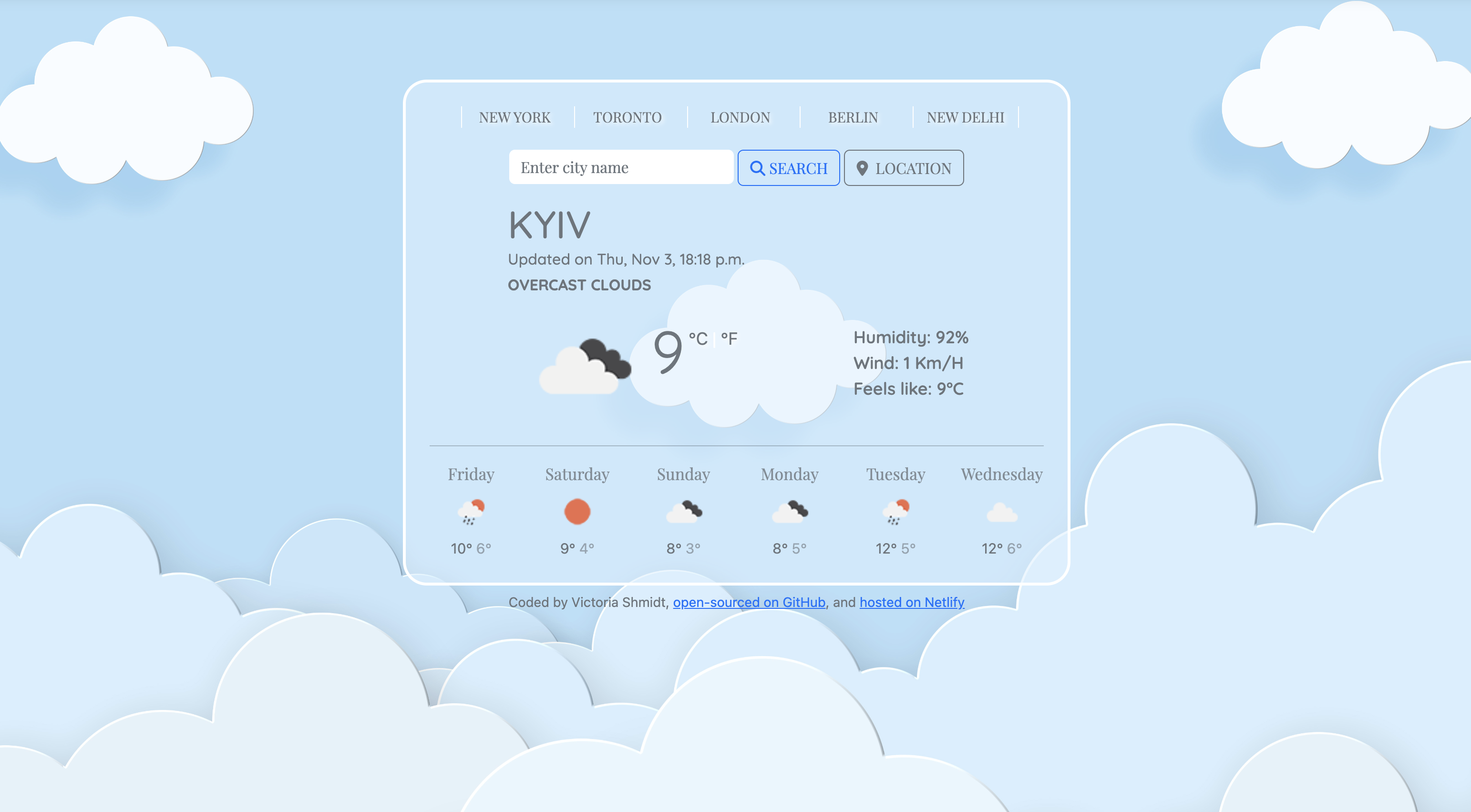 Weather app preview